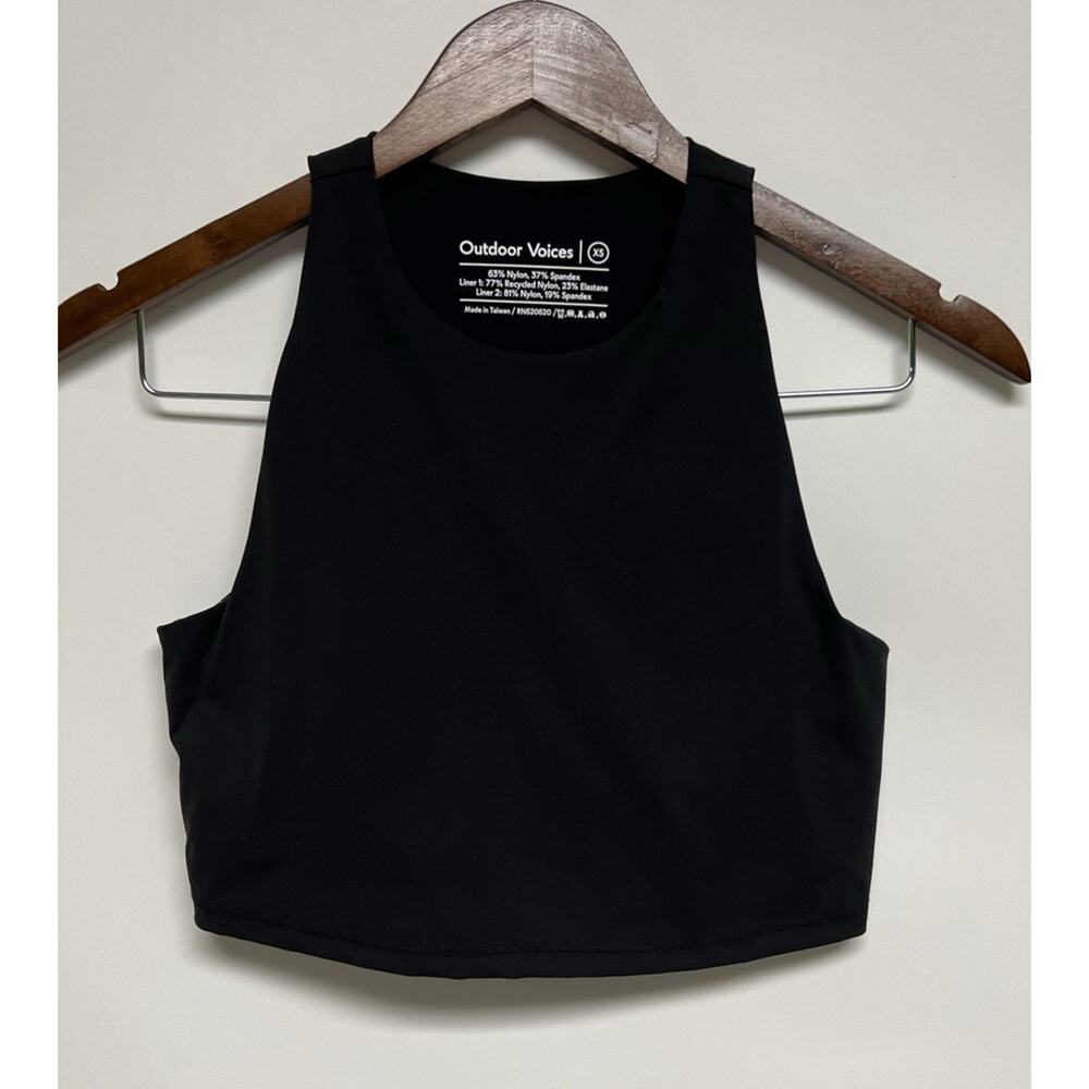 Outdoor Voices Black Venus Crop Top Tank Padded XS Athletic Running Athleisure